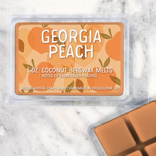 Load image into Gallery viewer, 3 oz Georgia Peach wax melt cubes wax scent. Notes of farm fresh peaches. Simply handmade in Philadelphia, PA
