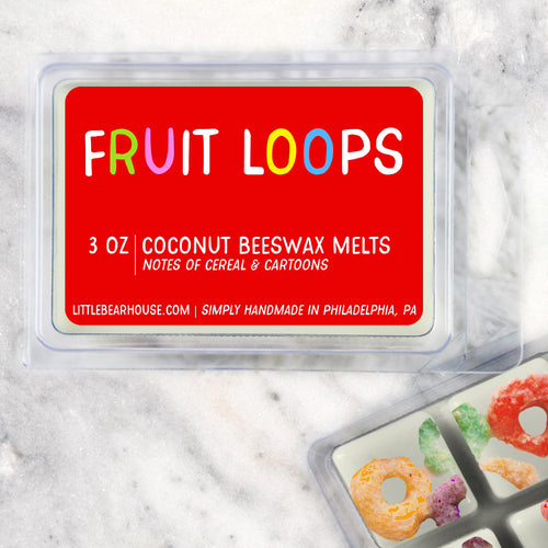 3 oz Fruit Loops wax melt cubes wax scent. Notes of Cereal & Cartoons. Simply handmade in Philadelphia, PA