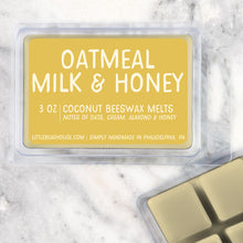 Load image into Gallery viewer, 3 oz Oatmeal Milk &amp; Honey Coconut Beeswax melt cubes wax scent. Notes of oats, cream, almond &amp; honey. Simply handmade in Philadelphia, PA
