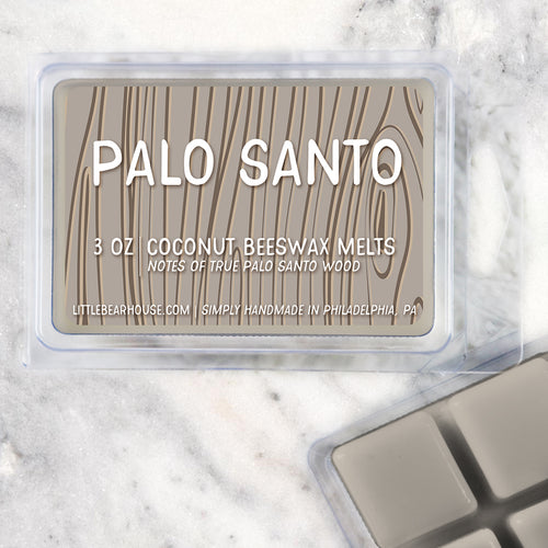 3 oz Palo Santo scented beeswax and coconut wax melt. Simply handmade in Philadelphia, PA.