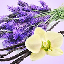 Load image into Gallery viewer, Lavender bundle and vanilla beans on purple background wax scent
