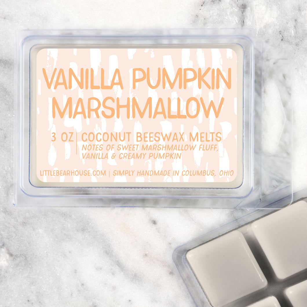 Vanilla Pumpkin Marshmallow Strong Scented Beeswax Wax Melts 